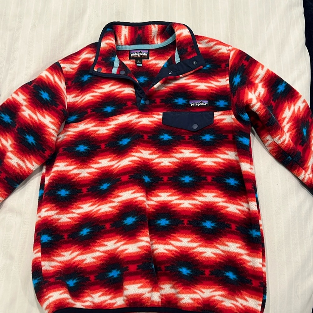 Patagonia synchilla snap T wild dessert aztec pullover jacket size medium women